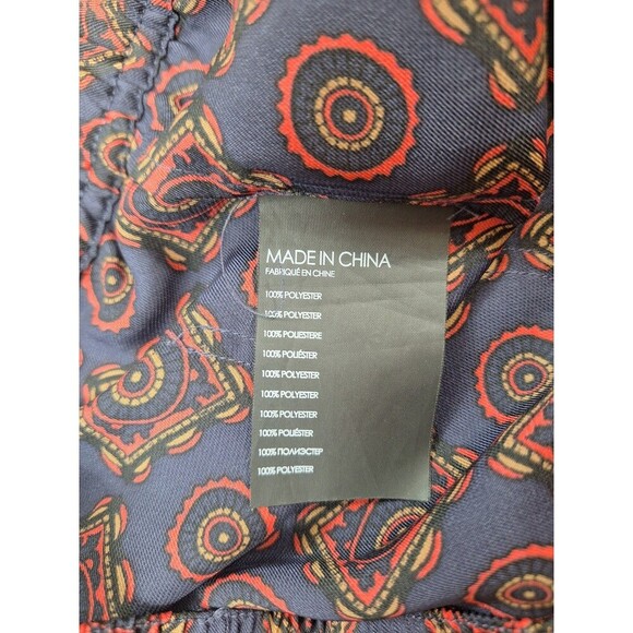 Club Monaco Women Printed Twill Pull on Pants‎ Navy Blue Coral Size 0 - Picture 8 of 8